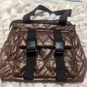 New Quilted laptop,small duffle bag in shimmery brown